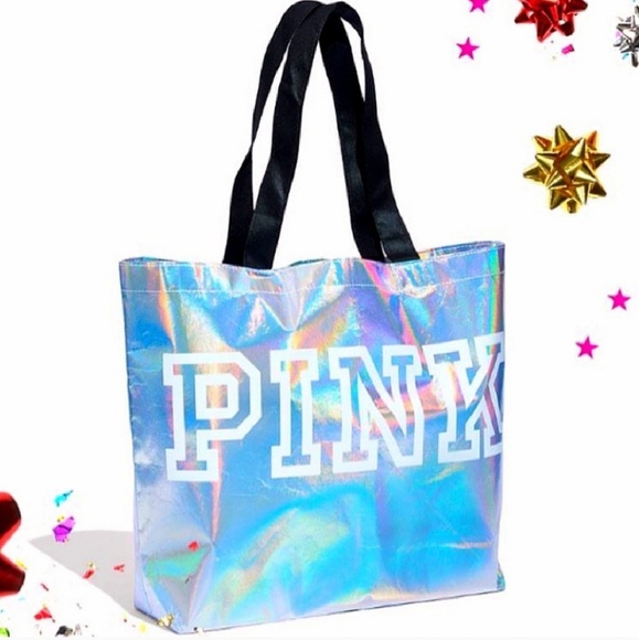 PINK Victoria's Secret Handbags - VS PINK bag holographic reusable shopping